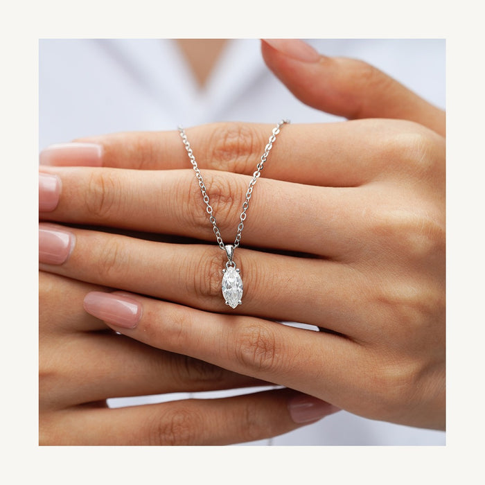 Moissanite Pendant Necklace for Women – Lab-Created Moissanite Fancy Cut Solitaire, Gold-Tone