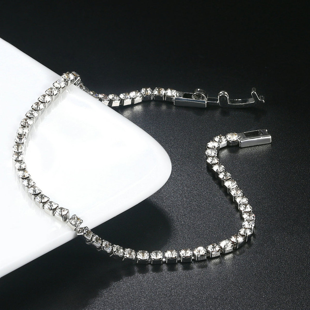 Tennis Bracelet for Women – Cubic Zirconia Classic Line Bracelet, Silver-Tone