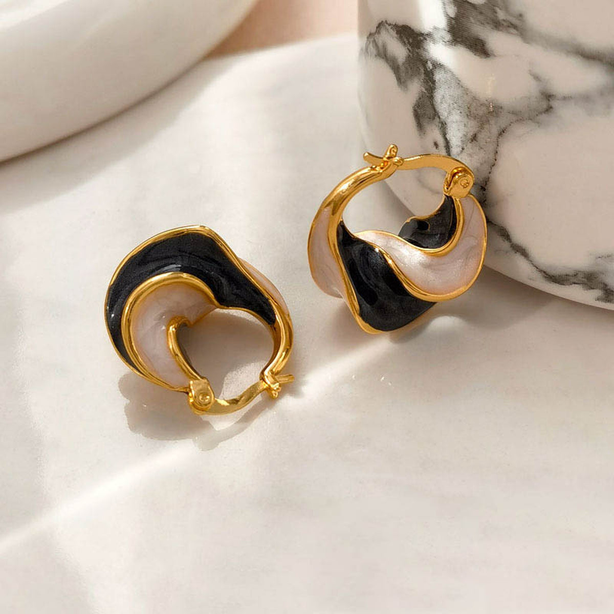 Enamel Hoop Earrings for Women – image 3