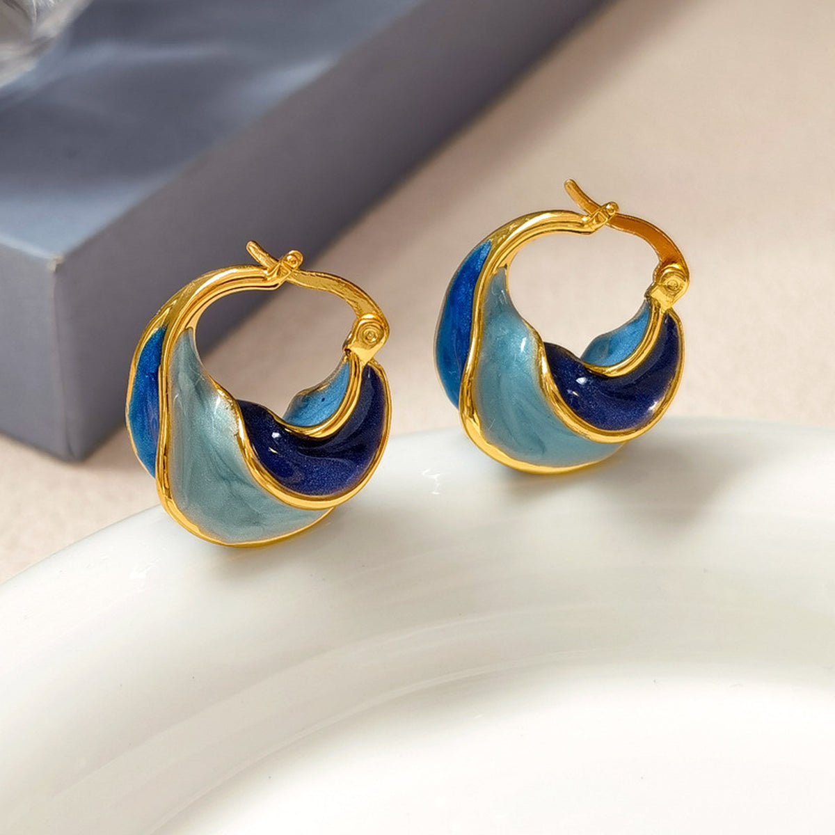 Enamel Hoop Earrings for Women – image 4