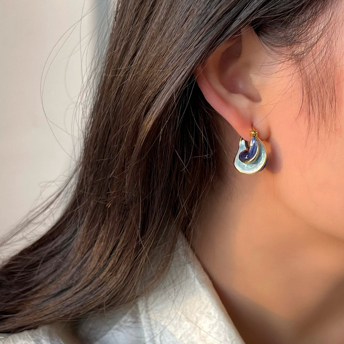 Enamel Hoop Earrings for Women – image 5
