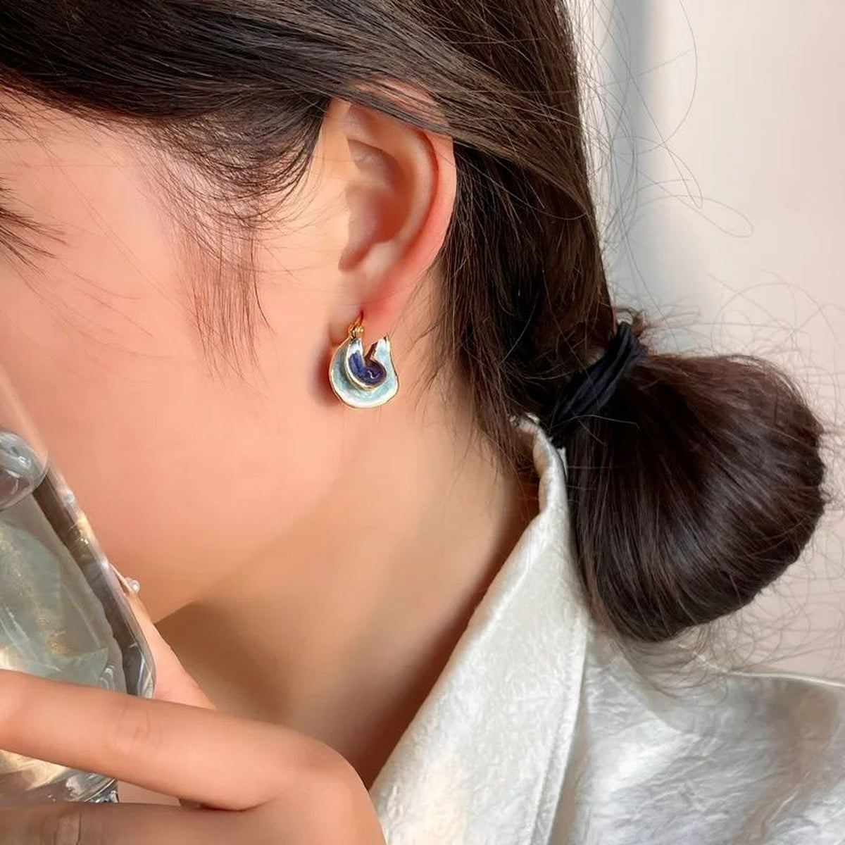Enamel Hoop Earrings for Women – image 6