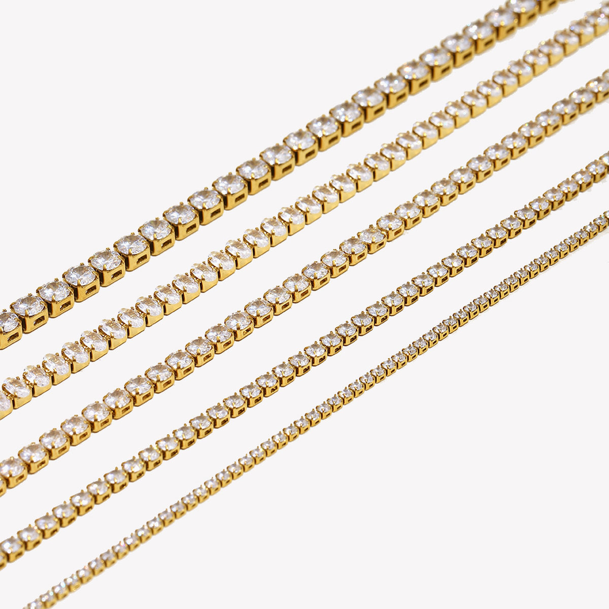 Tennis Necklace for Women – Cubic Zirconia Line Choker Chain, Gold-Tone