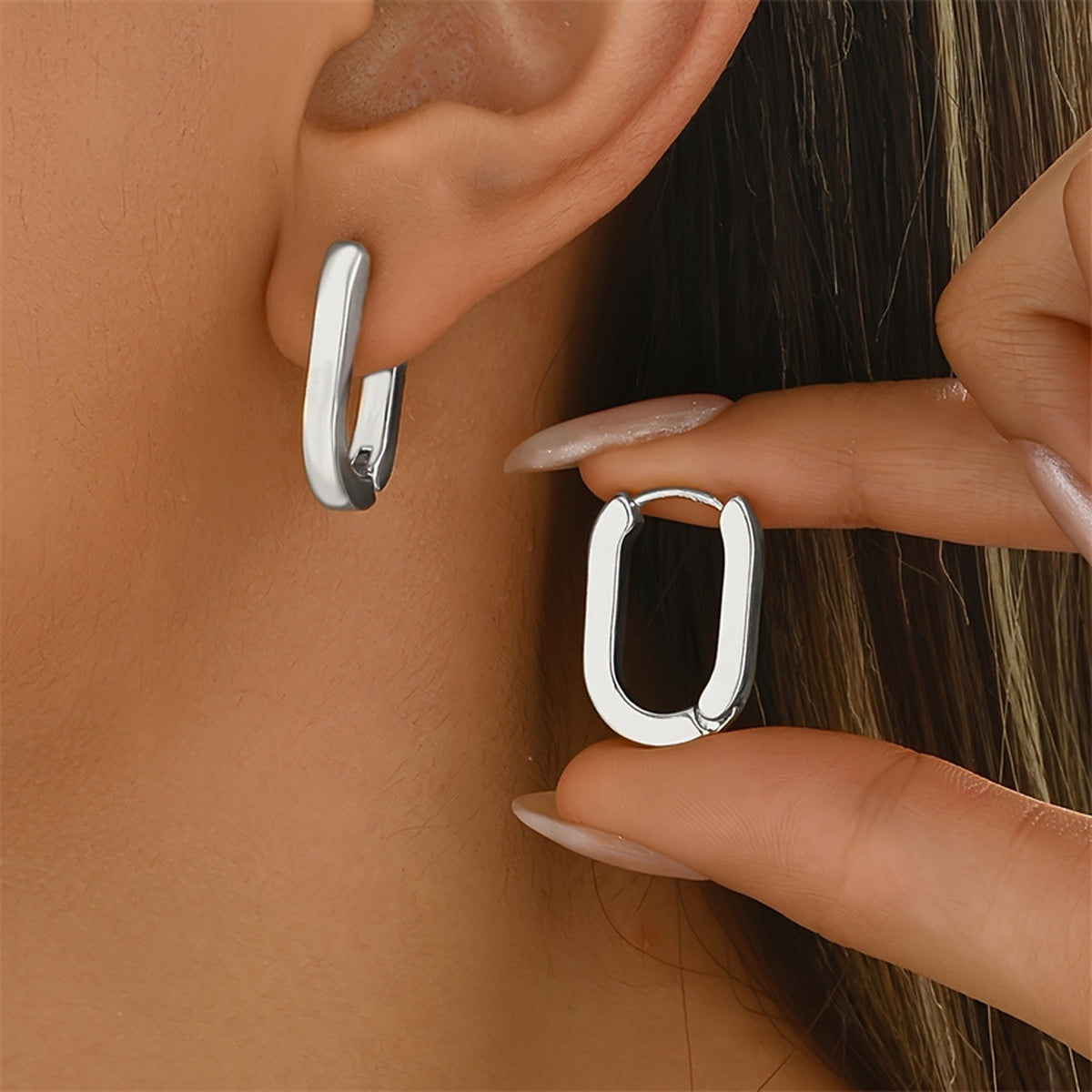 Rectangle Hoop Earrings for Women – image 4