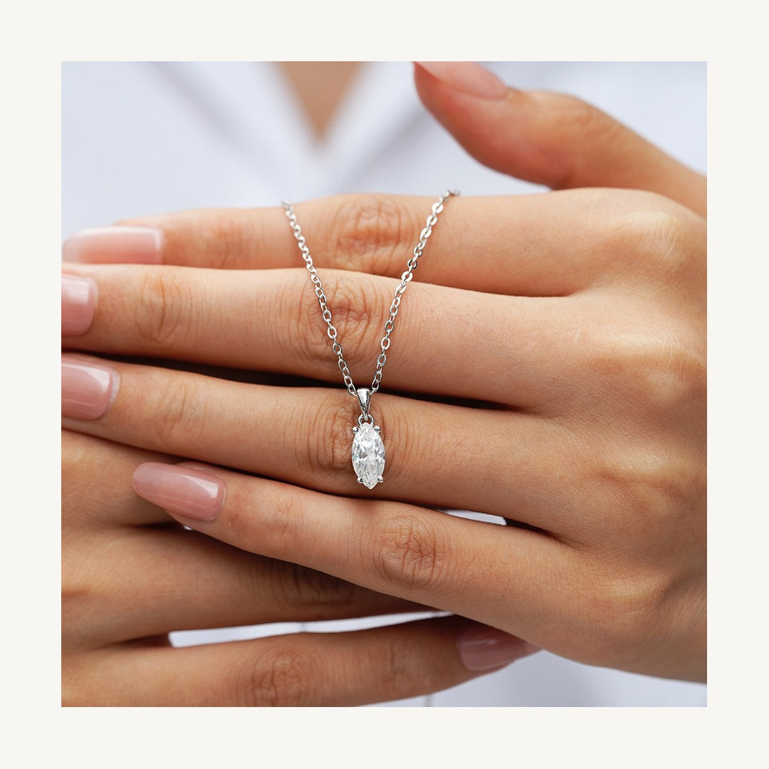 Fancy-cut lab-created moissanite pendant necklace