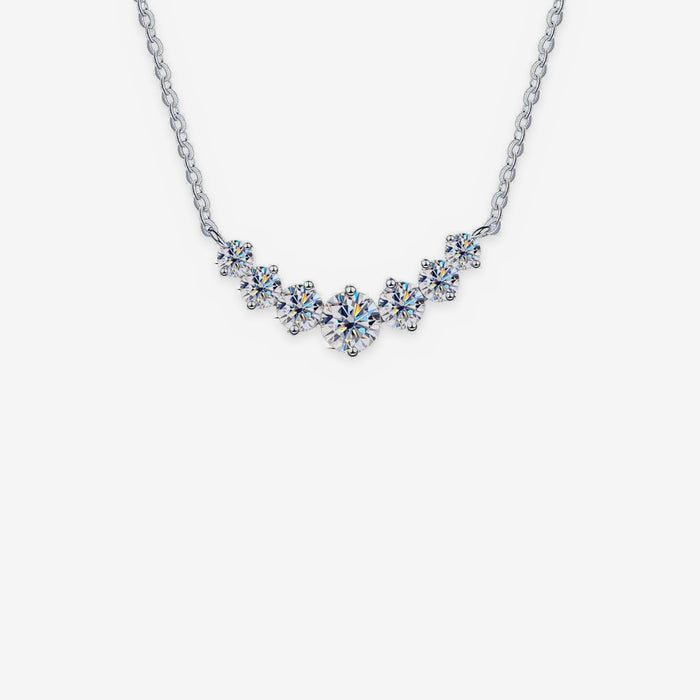 Moissanite Necklace for Women – Lab-Created Moissanite Graduated Curved Bar, 1.7ct