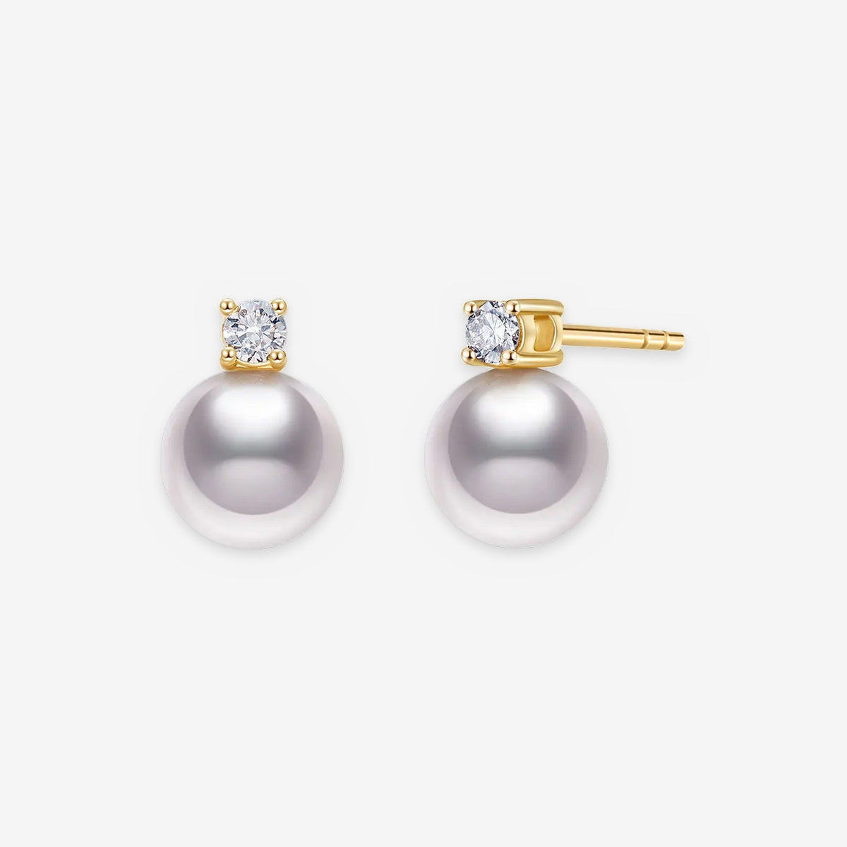 Cultured Freshwater Pearl Stud Earrings with Cubic Zirconia Accent