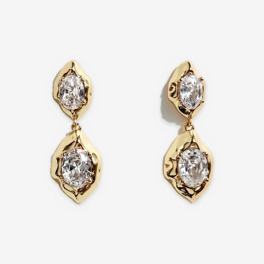 Lab-Created Moissanite Double Teardrop Earrings
