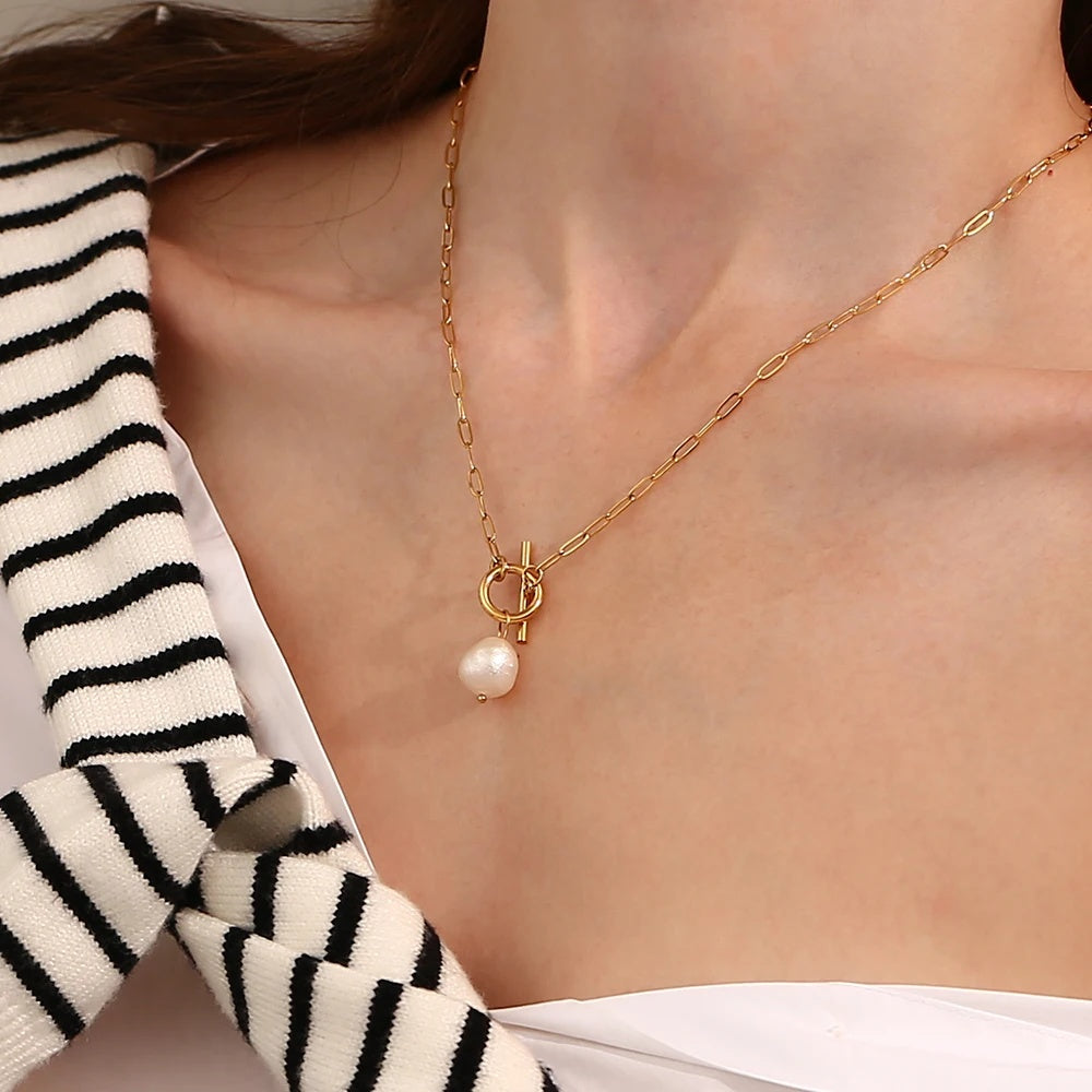 Baroque Cultured Freshwater Pearl Toggle Necklace
