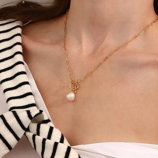 Baroque Cultured Freshwater Pearl Toggle Necklace