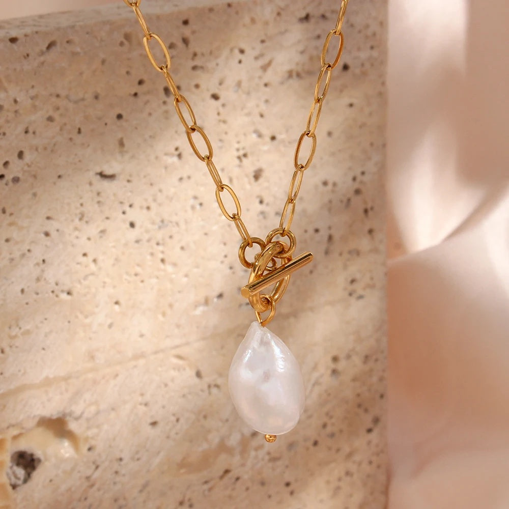 Baroque Cultured Freshwater Pearl Toggle Necklace