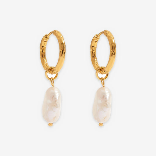 Baroque Cultured Freshwater Pearl Huggie Hoop Earrings