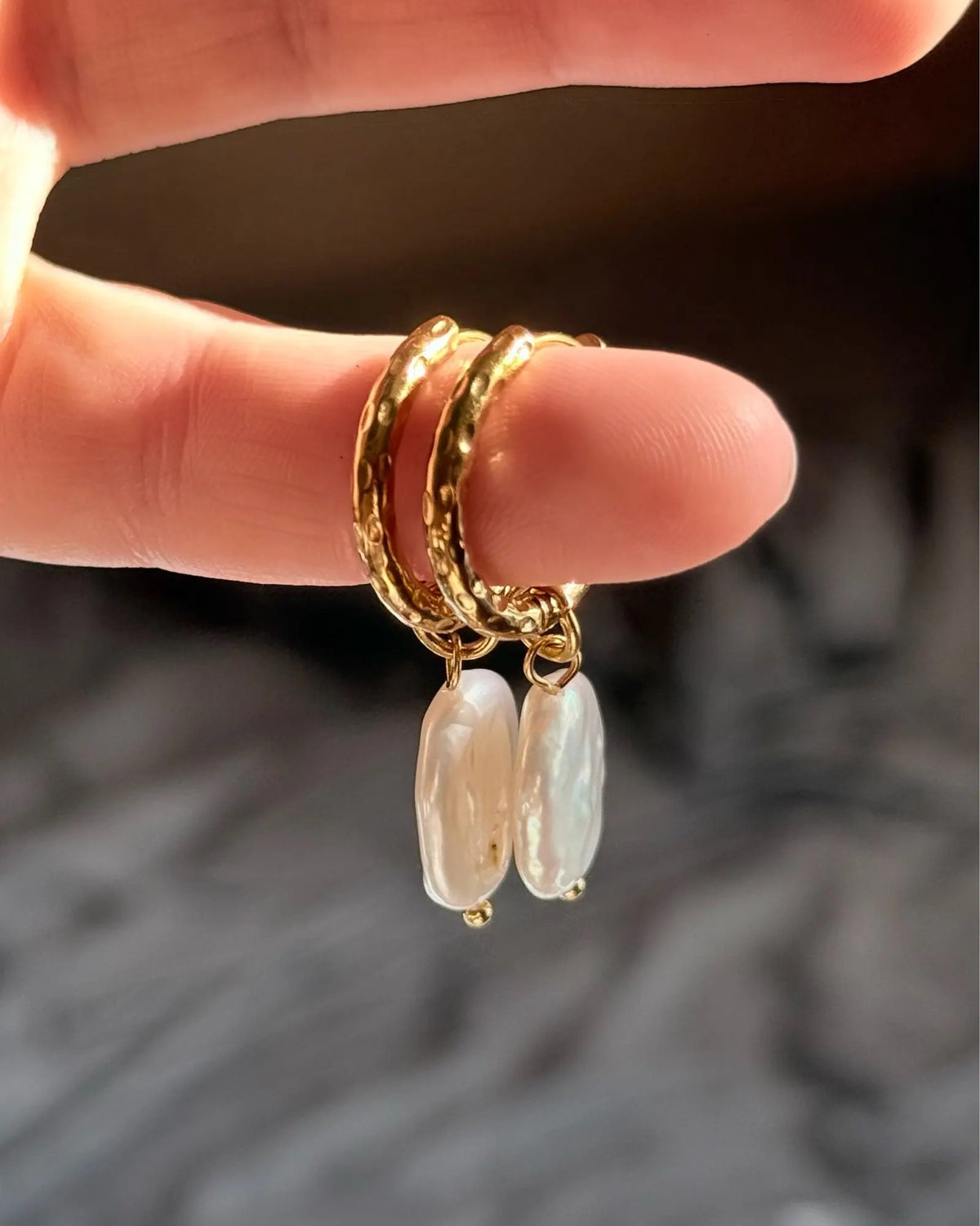 Pearl Huggie Hoop Earrings for Women – Baroque Cultured Freshwater Pearls, Gold-Tone