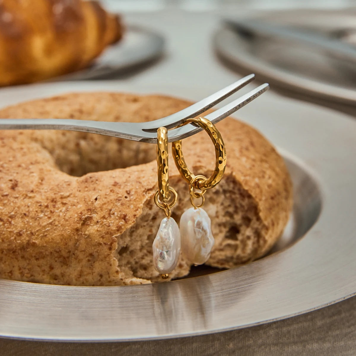 Baroque Cultured Freshwater Pearl Huggie Hoop Earrings